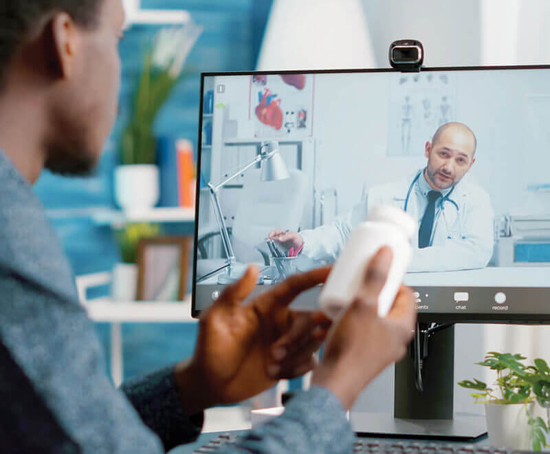 Patient and doctor on a telehealth visit