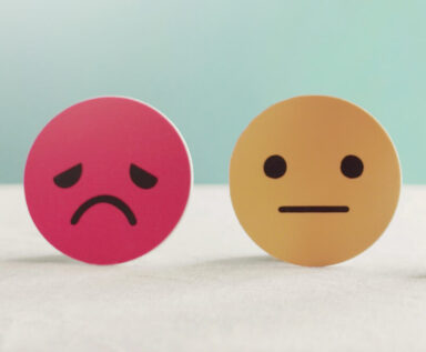 Sad face and happy face illustration