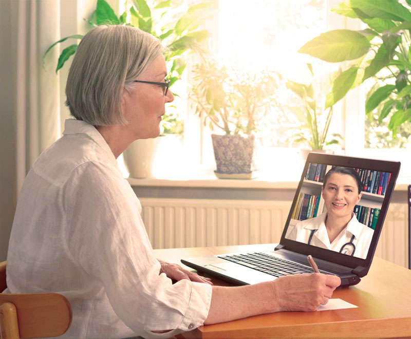 Senior patient during a telehealth appointment